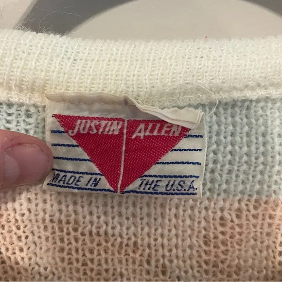 VINTAGE 1980s Justin Allen Spring Cottagecore Pastel Sweater - Size M - Picture 9 of 13